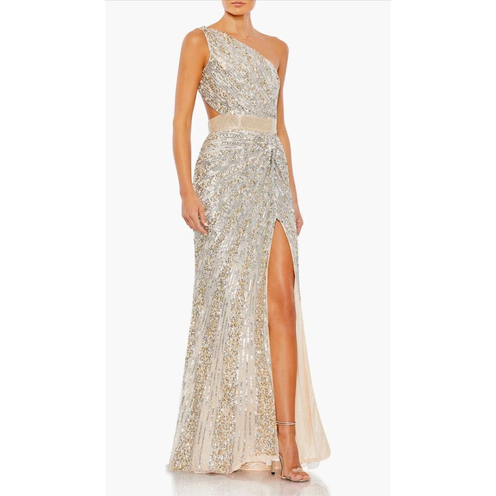 $598 Mac Duggal Gown Womens 2 Sequin Beaded Sparkly Shimmery Formal Gala Evening